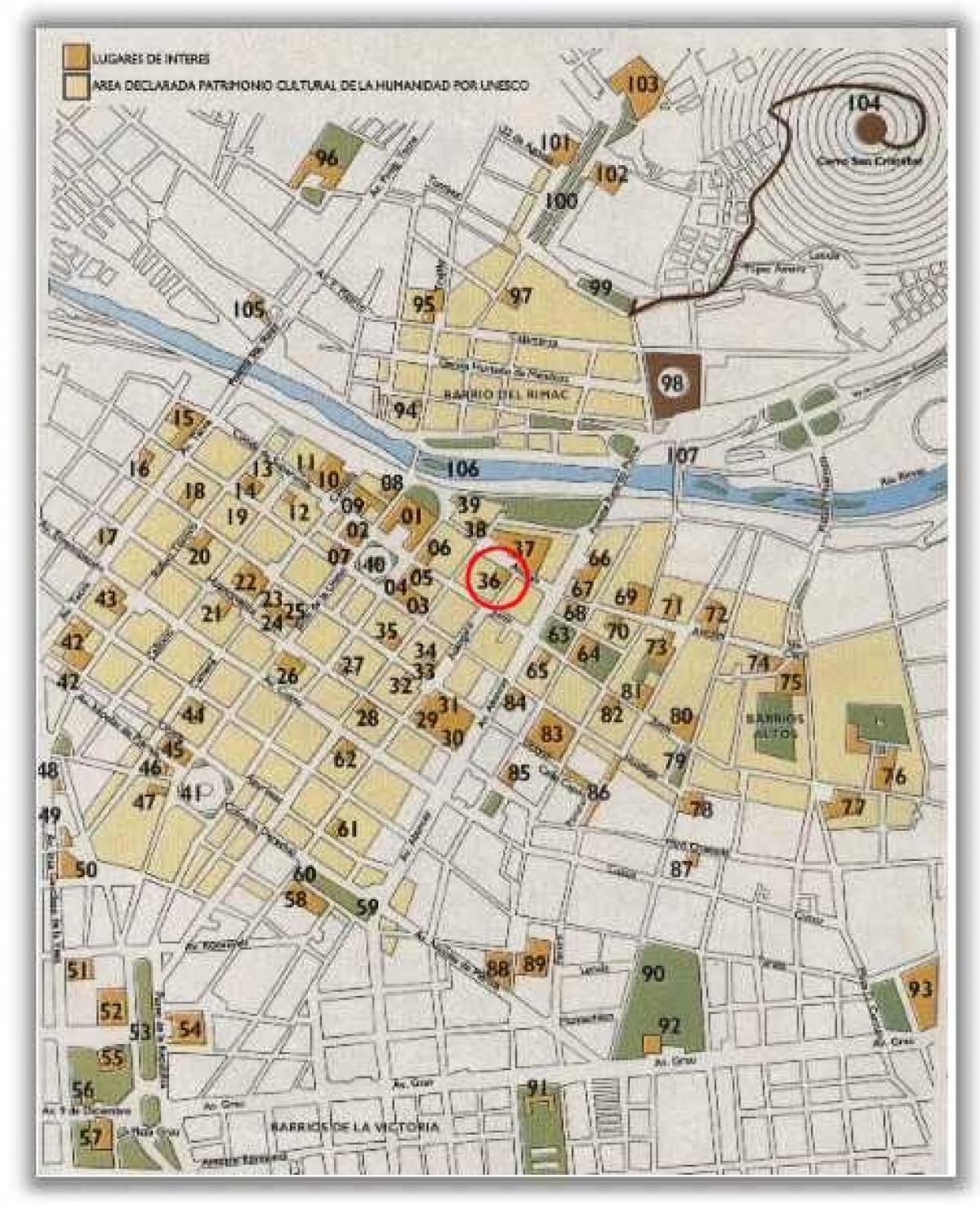 Mapa istorijski centar Lima