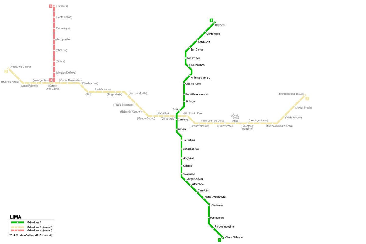 Mapa Lima podzemnoj 