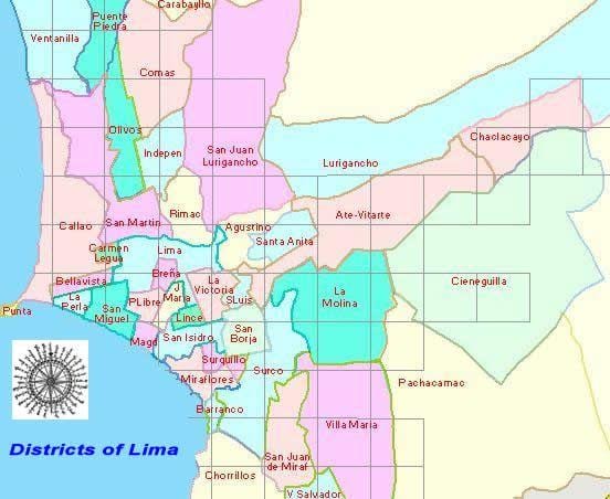 mapa Lima peruu okruga