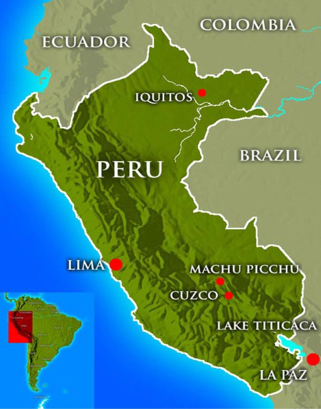 mapa pokazuje peruu